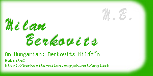 milan berkovits business card